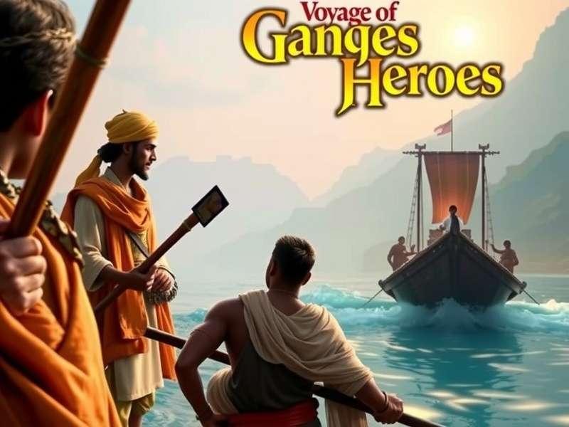 Voyage Of Ganges Heroes game cover art showing characters along the Ganges river