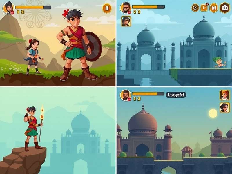 Various game environments from Indian Pixel Heroics