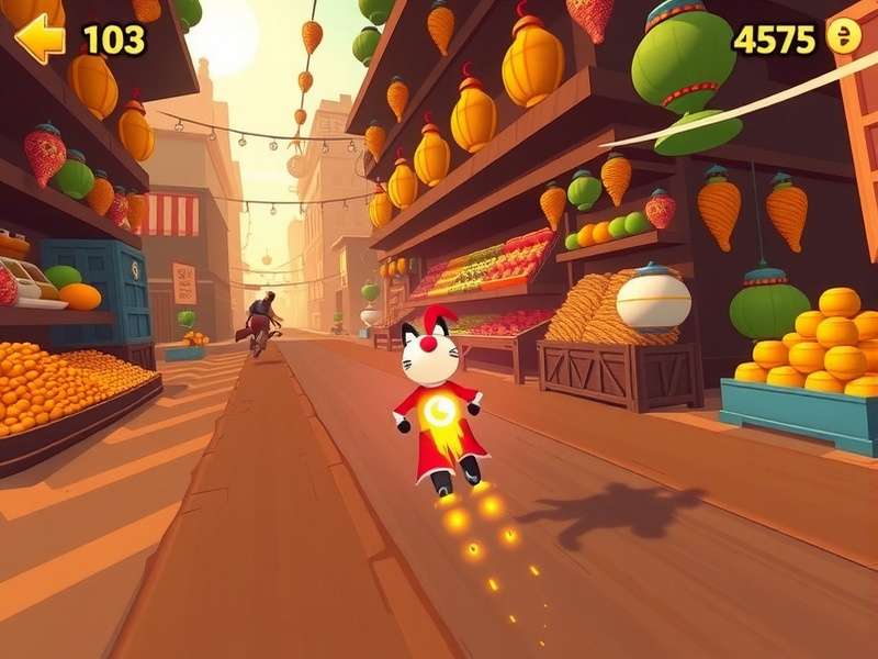 Cumin Dash Challenger gameplay screenshot showing character racing through spice market