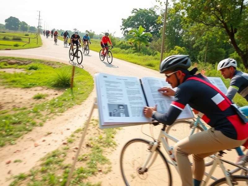 Bharat Cycle Sprint competition showing cyclists racing through Indian countryside