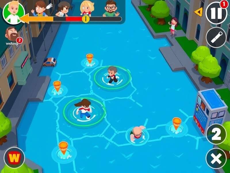 Flood Frenzy Runner strategy map showing optimal paths and power-up locations