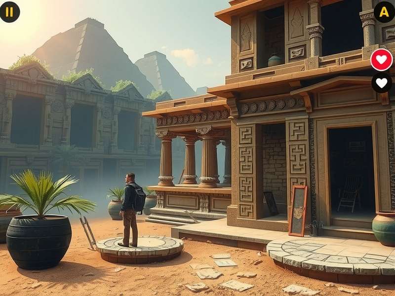 Temple Mystery Solver gameplay screenshot showing ancient temple environment