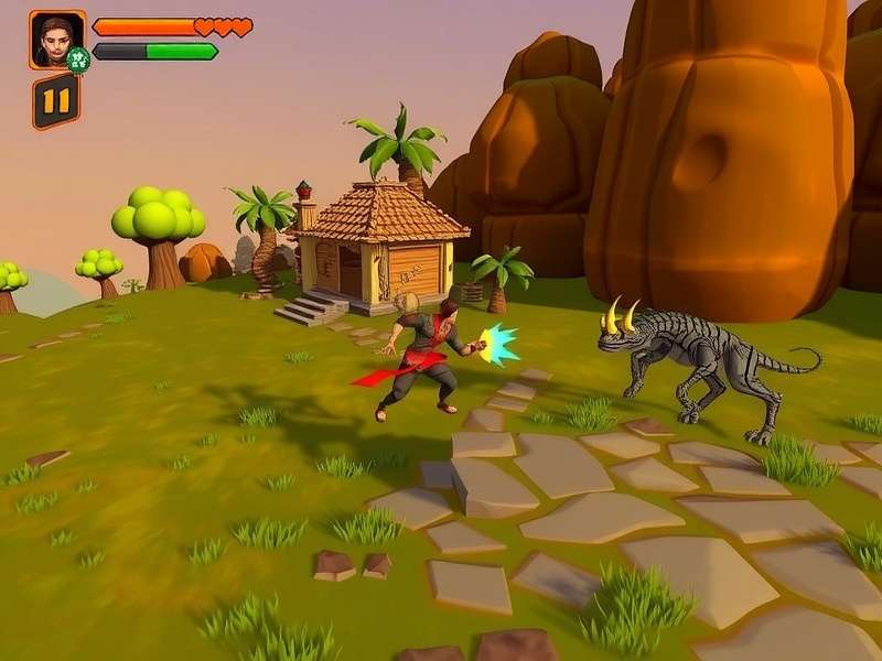 Rhino Raipur Quest gameplay screenshot showing character in Indian landscape