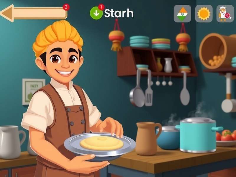 Roti Ranger Paneer Power gameplay screenshot showing character in Indian market