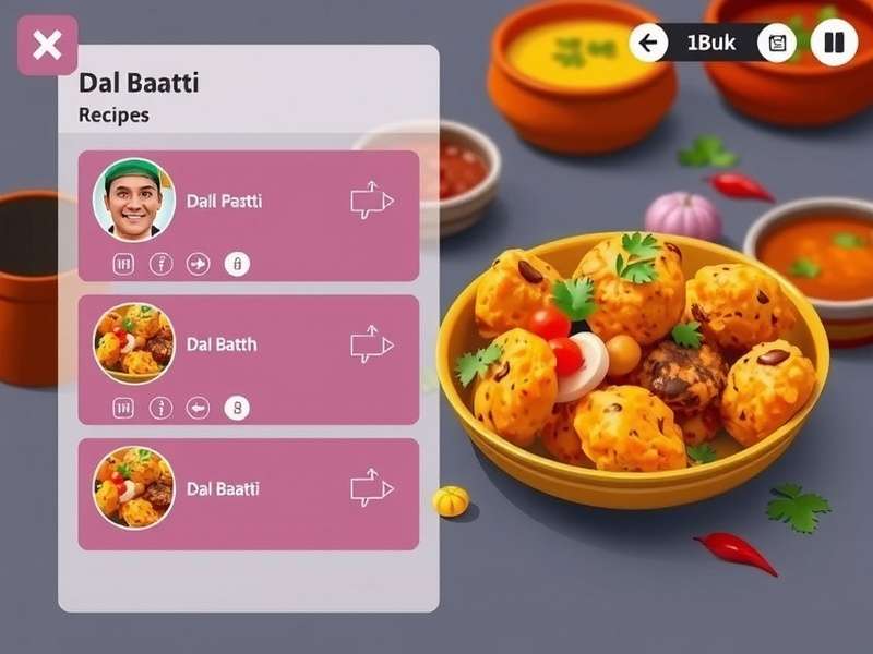 Dal Baati Champion recipe selection screen