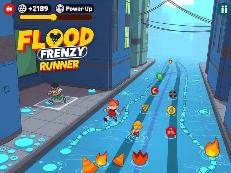 Flood Frenzy Runner character selection screen showing diverse avatars