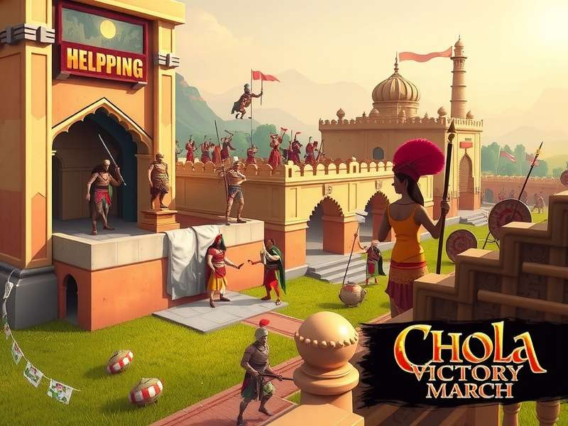 Chola Victory March battle scene with ancient Indian warriors