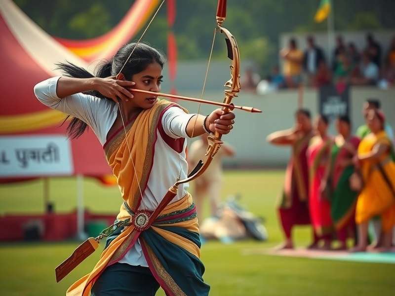 Ancient Indian archery competition depicting Abids Arrower