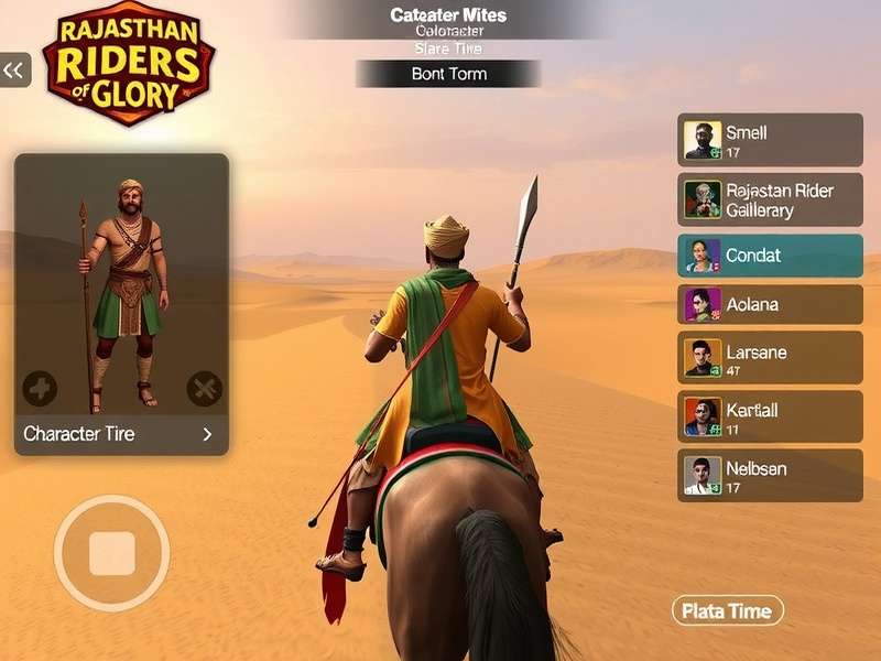 Rajasthan Riders Of Glory gameplay screenshot showing character riding through desert landscape