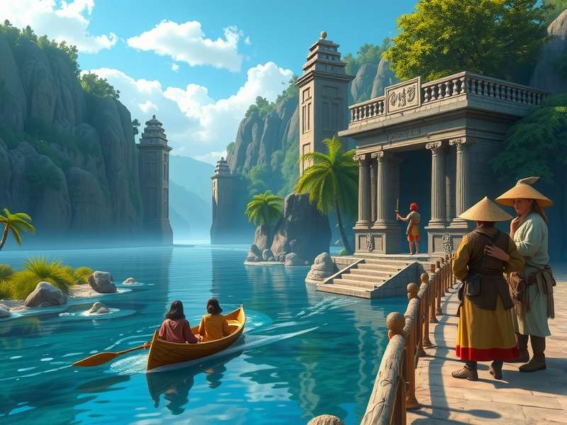 Mystic River Voyager story scene showing ancient temple