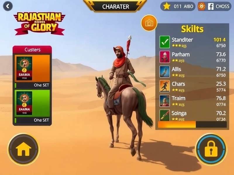 Rajasthan Riders Of Glory character skill tree showing progression options