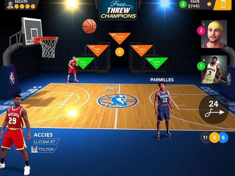 Free Throw Champions gameplay screenshot showing realistic basketball court and shooting mechanics