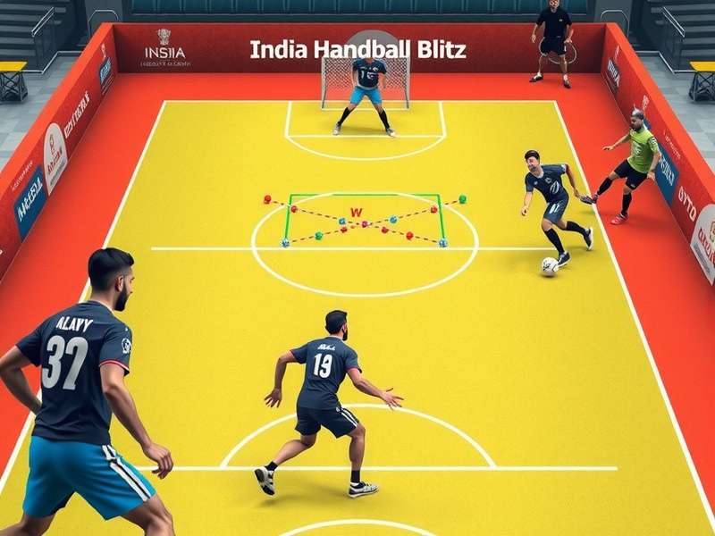 India Handball Blitz gameplay action showing players in motion