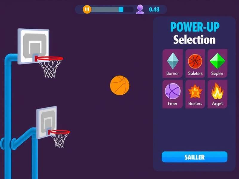 Bounce Basket Wizard gameplay screenshot showing character bouncing ball toward hoop