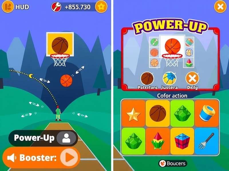 Bounce Basket Wizard power-up selection screen showing various boosters