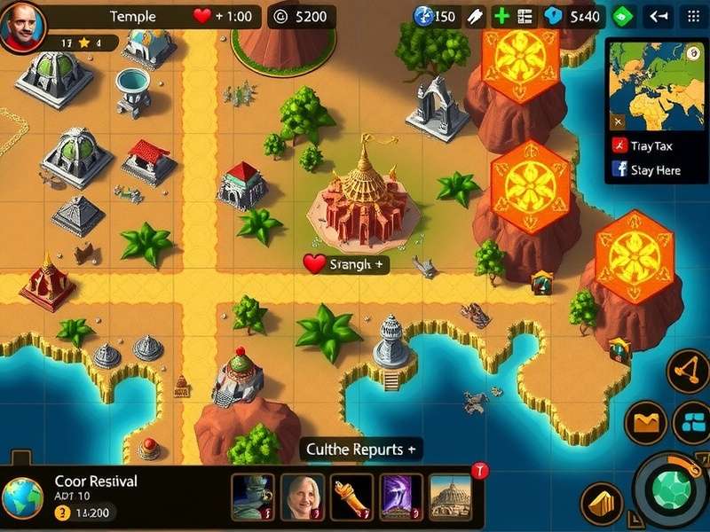 Temple Triumph strategy map showing resource locations