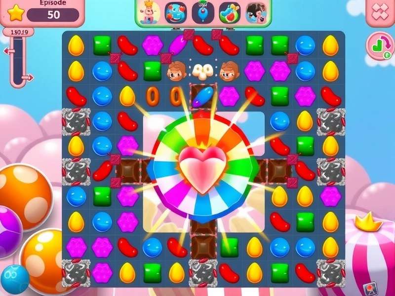 Candy Crunch Legend gameplay screenshot showing colorful candy pieces