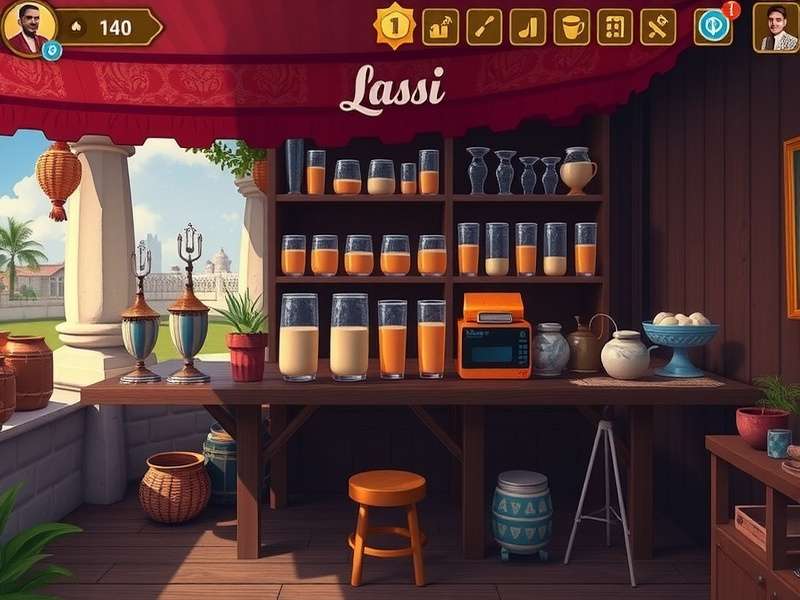 Luscious Lassi Locomotion gameplay screenshot showing vibrant Indian marketplace