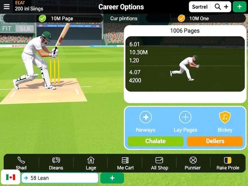 Super Cricket Virtuoso gameplay screenshot showing batting interface