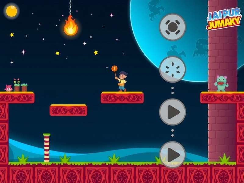 Jaipur Jumper Galaxy gameplay screenshot showing character jumping between platforms