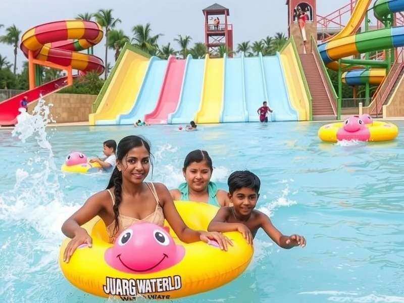 Main wave pool at Jamuna Water World with visitors enjoying the artificial waves