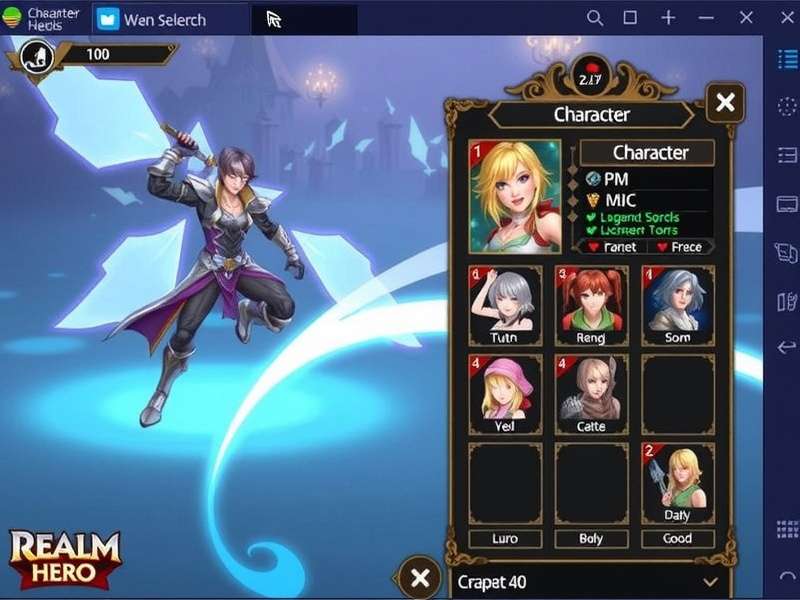 Realm Legendary Hero character selection screen