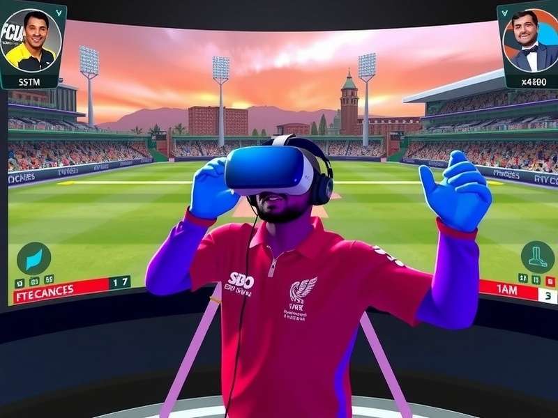 VR Cricket Champs features showing different gameplay modes and options