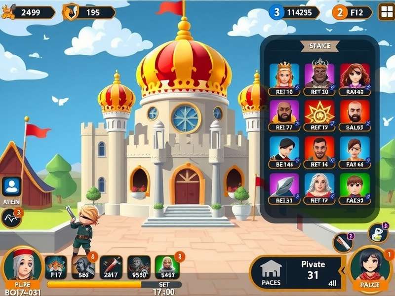 Royal Story Royal Dreams gameplay screenshot showing royal palace