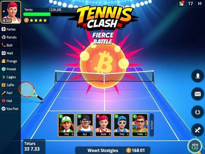 Tennis Clash Fierce Battle character selection screen
