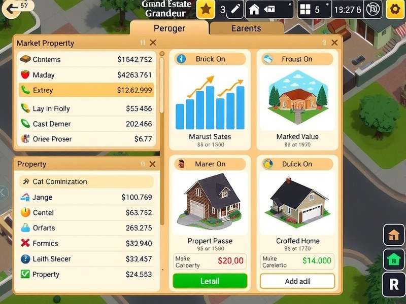 Grand Estate Grandeur gameplay screenshot showing property management interface