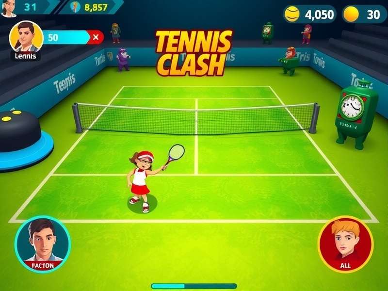 Tennis Clash Fierce Battle gameplay screenshot showing intense match