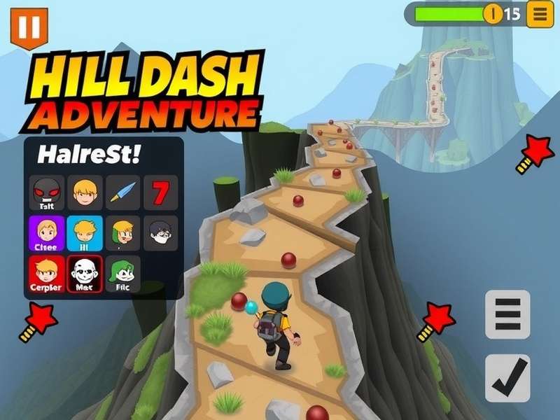 Hill Dash Adventure level map showing multiple pathways and obstacles