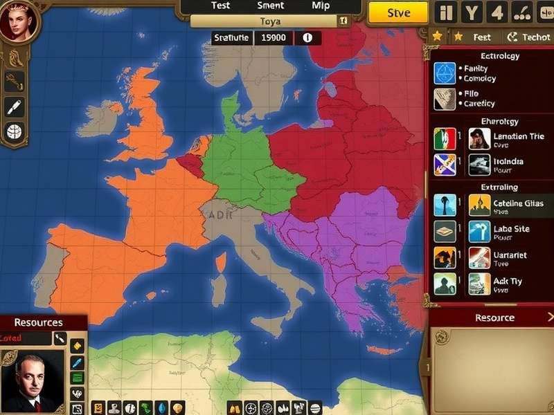 Saffron Dynasty Triumph gameplay screenshot showing strategic map view