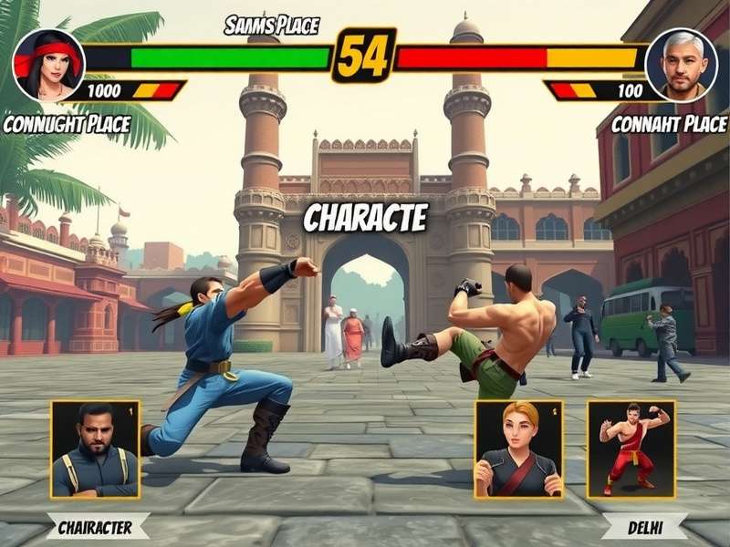 Delhi Smash Ninja gameplay screenshot showing combat in Connaught Place