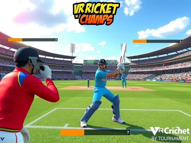 VR Cricket Champs gameplay showing immersive virtual reality cricket experience