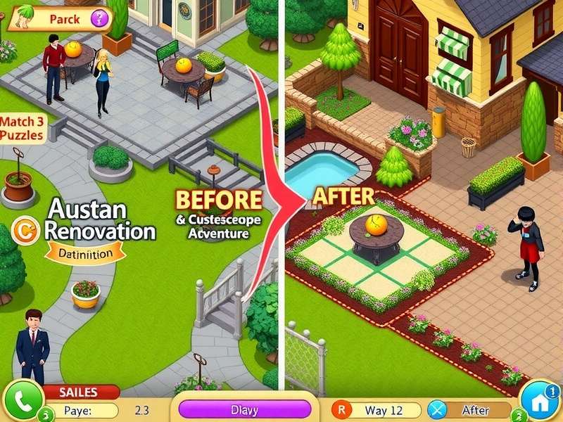 Characters from Gardenscapes Garden Adventure including Austin the butler and other supporting characters