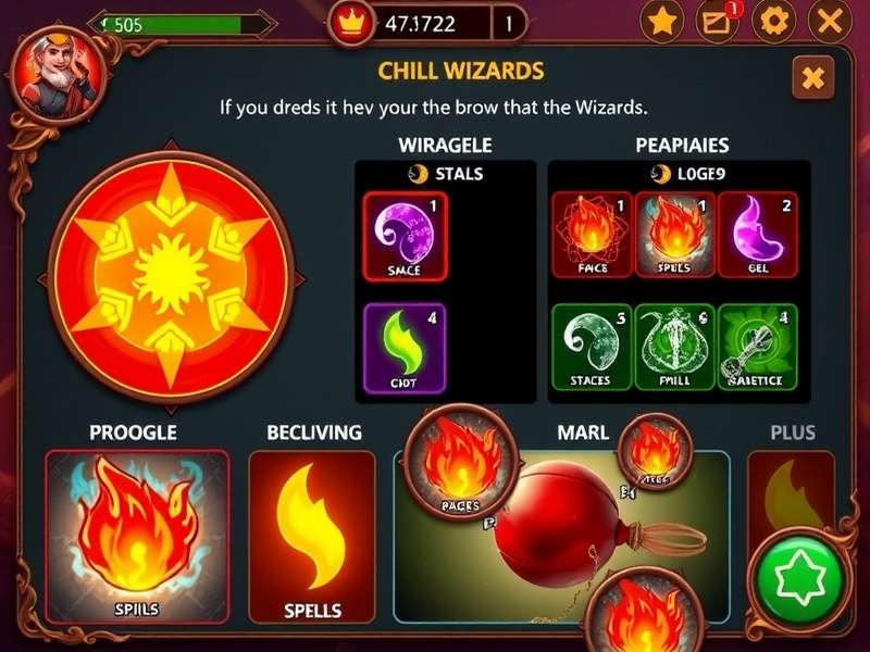 Hot Chilli Wizards strategy interface showing spell combinations