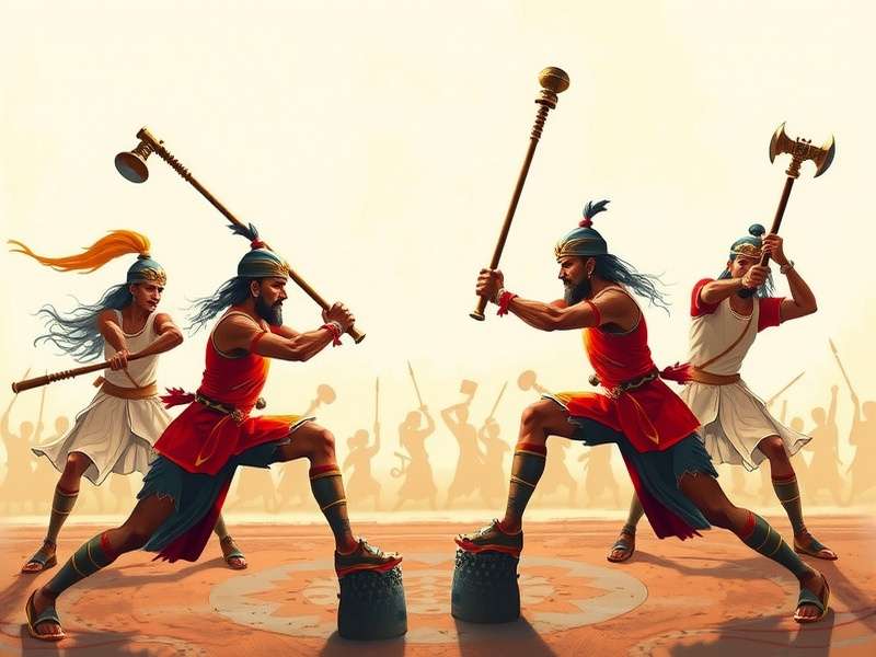 Maratha Empire Mace Battle historical illustration showing warriors in combat