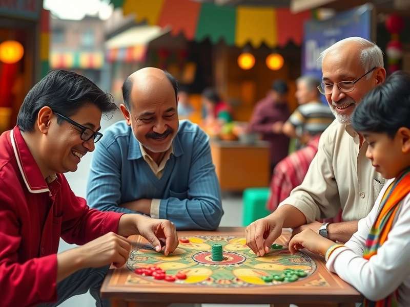 Multi-generational Indian family playing Chudi Bazaar Champ together