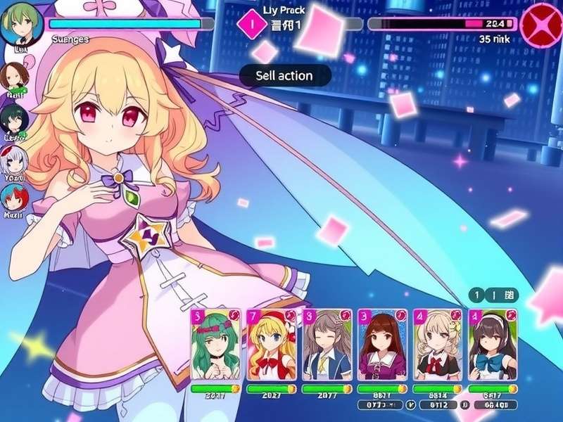 Magia Record Magical Duel battle interface showing card selection
