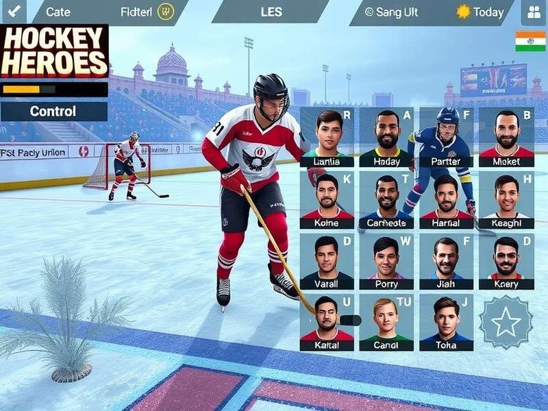 Hockey Heroes India Edition gameplay screenshot showing realistic hockey action