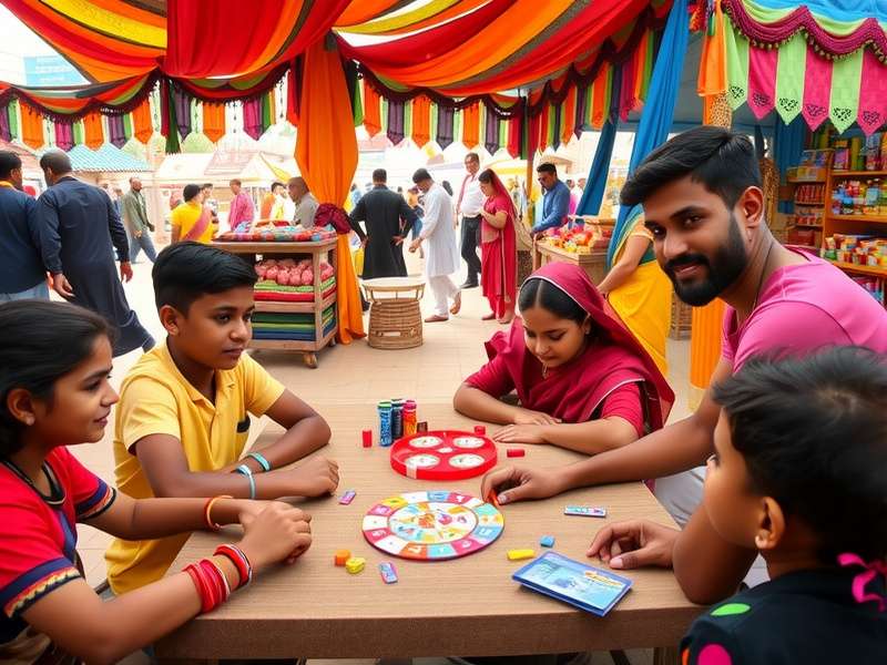 Traditional Indian marketplace showing vibrant colors and merchant stalls