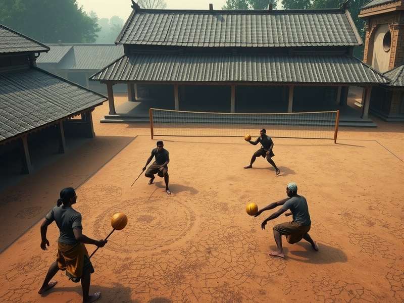 Historical depiction of Mahal Volley Wizard being played in traditional setting