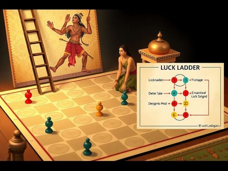 Traditional Luck Ladder board game setup