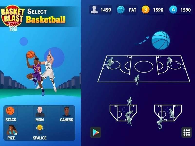 Basket Blast Pro Elite gameplay screenshot showing basketball action