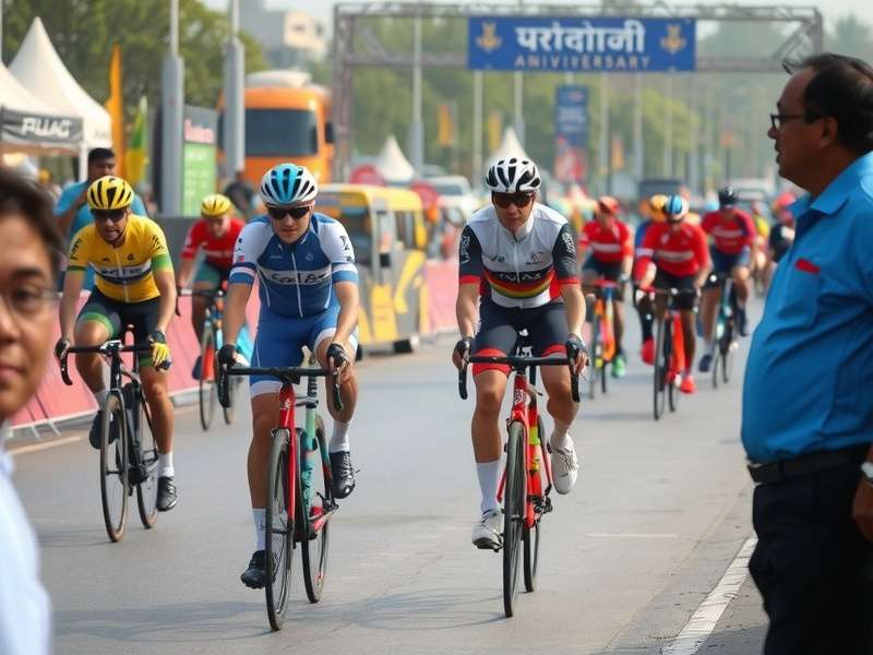 Race officials monitoring Amritsar Cycling Racers competition