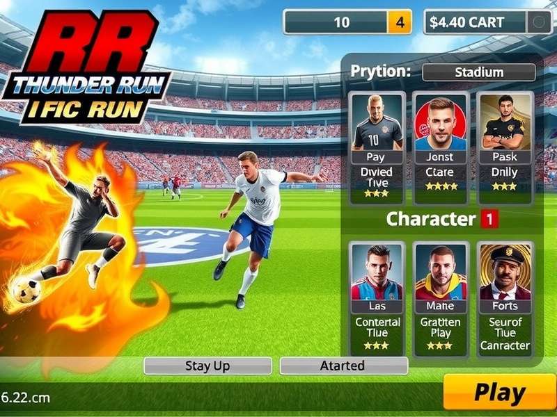 RR FC Thunder Run gameplay screenshot showing intense football action