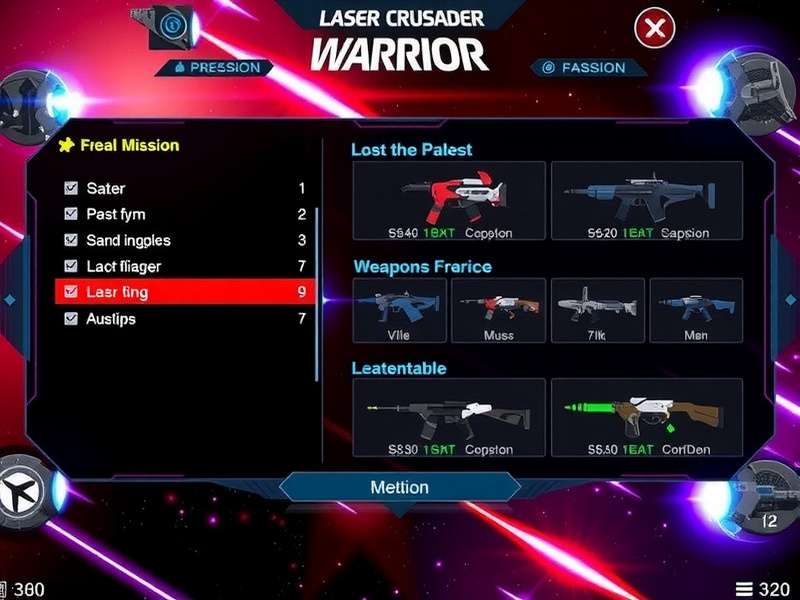 Laser Crusader Warrior weapon customization interface