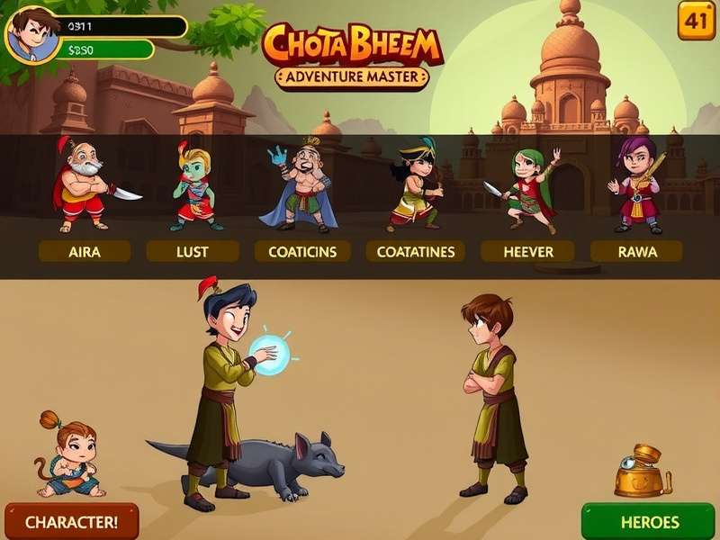 Chota Bheem Adventure Master gameplay screenshot showing characters in Dholakpur