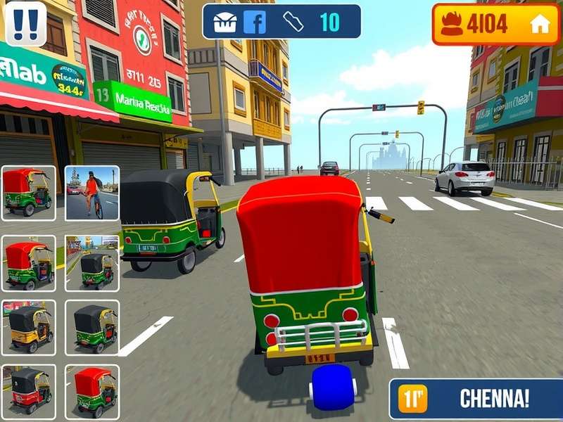 Rickshaw Runner Pro gameplay screenshot showing colorful Indian streets